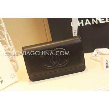 Chanel Calfskin Purse Wallet Woc Black