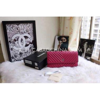 Chanel Wallet Purse Oblique Stripe Red Calfskin