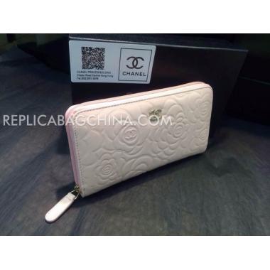 Chanel White Wallet Genuine Leather Purse