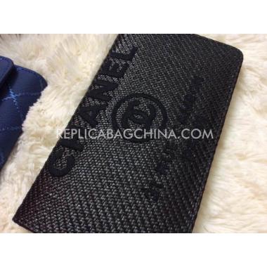 Chanel Black Genuine Leather Wallet Purse