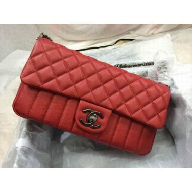 Chanel Reissue 2.55 Lambskin Chain Red Cross Body Bag HM08203