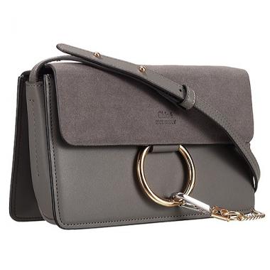 Chloe Faye Small Bag Grey Suede Leather Flap Replica