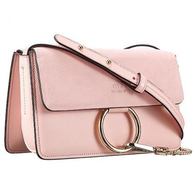 Chloe Faye Small Bag Light Pink Suede Leather Flap