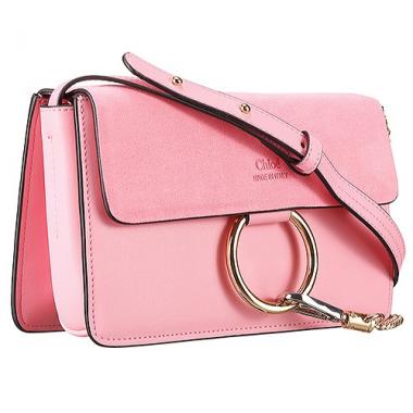 Chloe Faye Small Bag Pink Suede Leather Flap