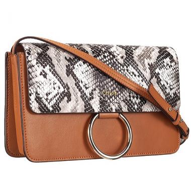 Chloe Faye Small Bag Tan and Python Pattern