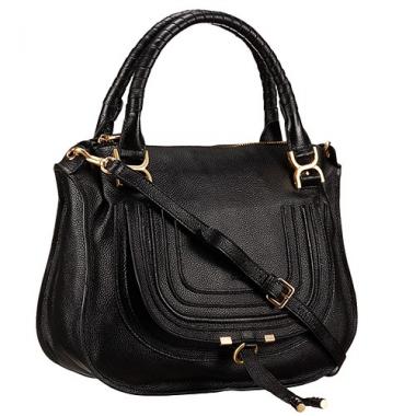 Cheap Chloe Marcie Satchel Crossbody Bag Black