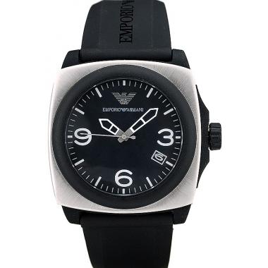 Emporio Armani  Black Rubber Strap Polished Stainless Steel Bezel Replica