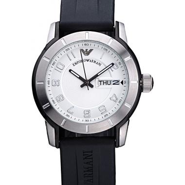 Emporio Armani  Black Rubber Strap White Dial