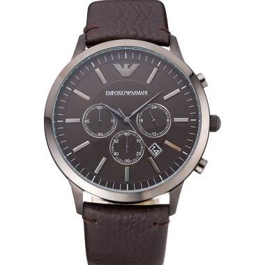 Emporio Armani  Chronograph Brown Dial Silver Case Brown Leather Bracelet  622341