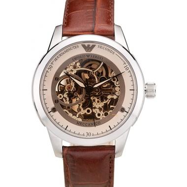 Emporio Armani Meccanico Brown Leather Strap Open Dial 98249 Replica