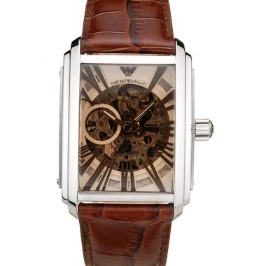 Emporio Armani Meccanico Brown Leather Strap Open Dial 98255