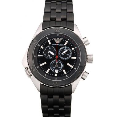 Emporio Armani Sportivo Black Ion Plated Bezel Black Dial Chronograph Replica