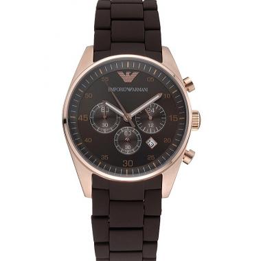 Emporio Armani Sportivo Chronograph Brown Dial Gold Case Brown Bracelet  622346