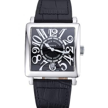 Replica Franck Muller Master Square Black Dial Silver Case Black Leather Band  622353