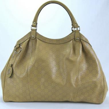 Replica Gucci  Handle bags 211943 Apricot Cow Leather Large Bag