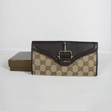 Gucci Wallet 240430 Coffee Canvas Wallet