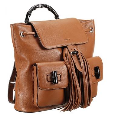 Gucci Bamboo Leather Backpack Brown