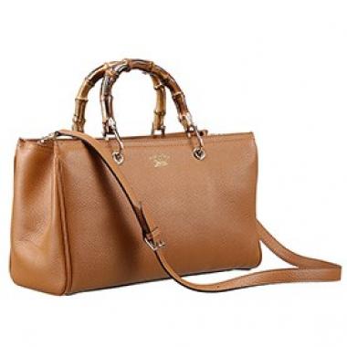 Gucci Bamboo Shopper Leather Small Tote Tan 607319