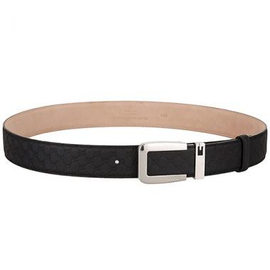 Replica Gucci Black Leather Belt with Square Buckle