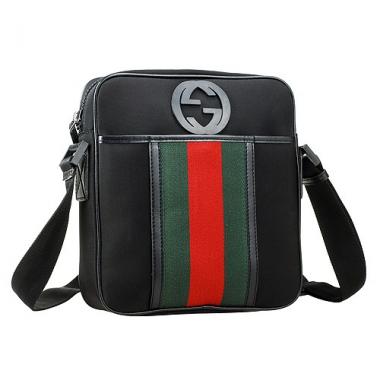 Cheap Gucci Canvas Shoulder Bag Black with Web Detail