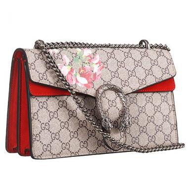 Gucci Dionysus Blooms GG Supreme Canvas And Red Suede Trim Small Bag 18926792