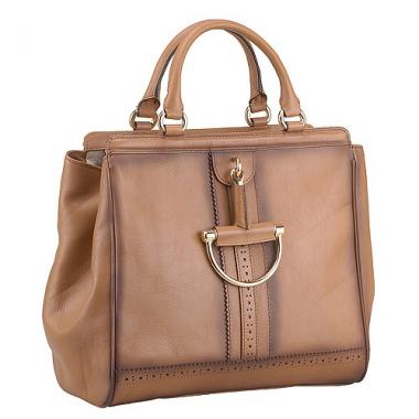 Gucci Duilio Brogue Tan Leather  Handle Bag