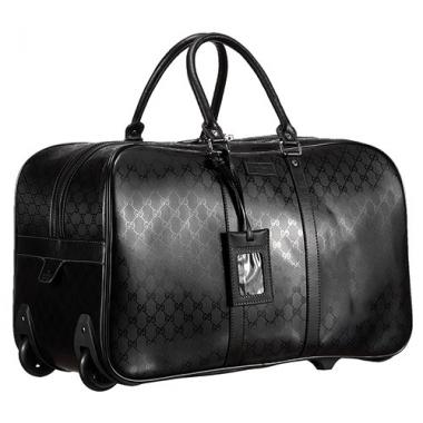 Cheap Gucci GG Supreme Black Wheeled Suitcase 18926975