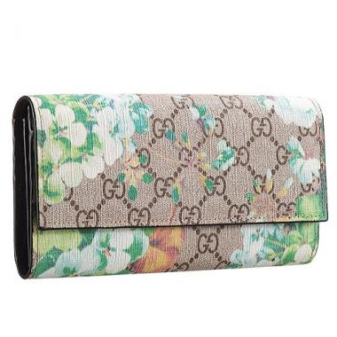 Replica Gucci Green Blooms Supreme Canvas Wallet