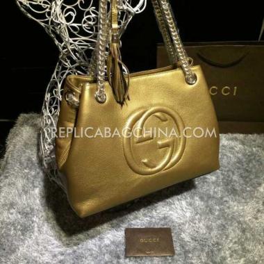 Gucci Tassel Yellow Calfskin Handbag Shoulder Bag