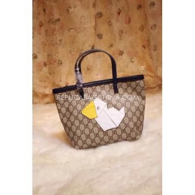 Gucci Brown Shopping Bag Calfskin Handbag Replica