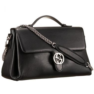 Gucci Interlocking Large Shoulder Bag Black