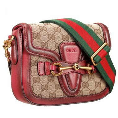 Replica Gucci Lady Web GG Small Canvas Bag Dark Red