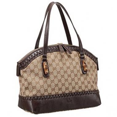 Gucci Laidback Crafty GG Canvas  Handle Bag Brown 607347