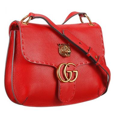 Gucci Marmont Leather Shoulder Bag Red