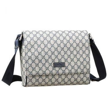 Gucci Monogram Canvas Messenger Flap Bag Navy