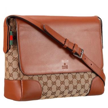 Gucci Original GG Canvas Messenger Flap Bag Brown