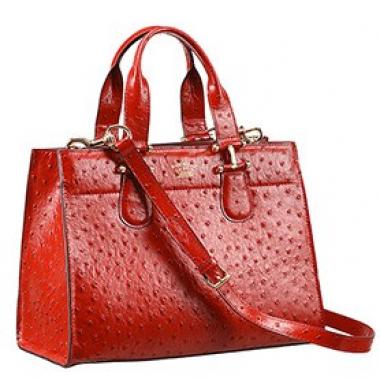 Gucci Red Ostrich Leather Work Bag 607335