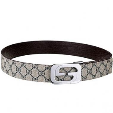 Replica Gucci  Rectangular Silver Double G Buckle Reversible Monogram Belt