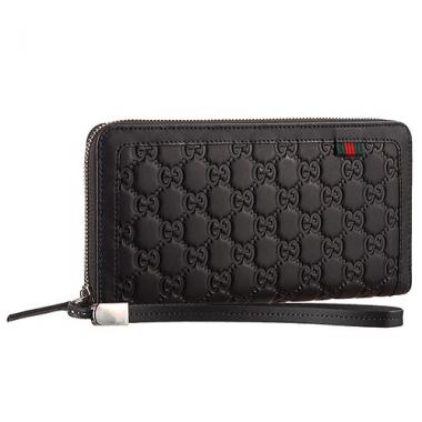 Gucci Signature Black Wrist Wallet With Web Detail