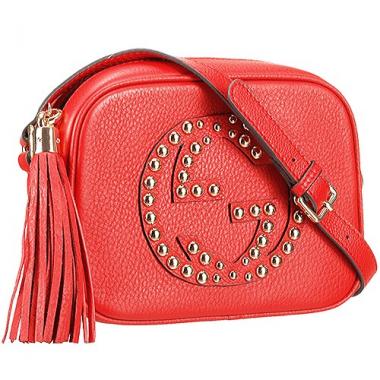 Replica Gucci Soho Disco Studded Leather Bag Red