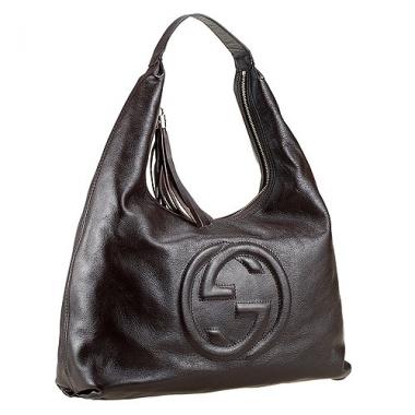 Cheap Gucci Soho Large Hobo with Embossed Interlocking G Dark Brown