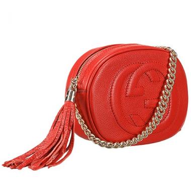 Gucci Soho Leather Mini Chain Bag Red 607946 Replica