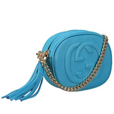 Replica Gucci Soho Leather Mini Chain Bag Teal 607945