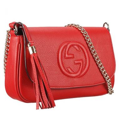 Gucci Soho Leather Shoulder Bag Red