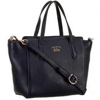 Gucci Swing Dark Blue Leather Tote Small Replica