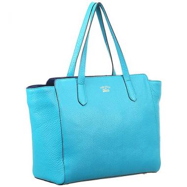 Gucci Swing Leather Tote Light Blue Medium 607684