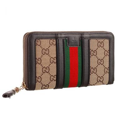 Cheap Gucci Vintage Web GG Canvas Wallet Brown