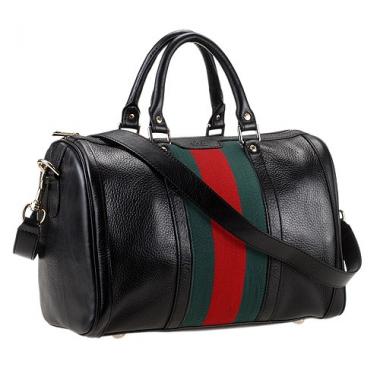 Gucci Vintage Web Medium Boston Black Bag