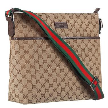 Gucci Web Band Brown Canvas Messenger Bag  18926924