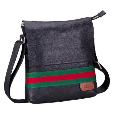 Cheap Gucci Web Black Leather Small Messenger Bag